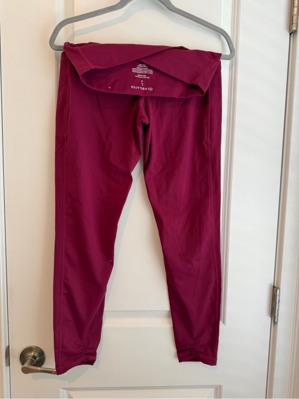 Fold-Over Waist Women's Leggings - Deep Berry